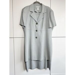 Vintage S.L. Fashions Gray Striped Suit Dress and Jacket Church Office 1980’s